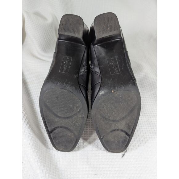 NWOT! EASY SPIRIT! BLACK GENUINE LEATHER LAYERED DETAIL ANKLE BOOTS! SZ 6.5M - Picture 8 of 9